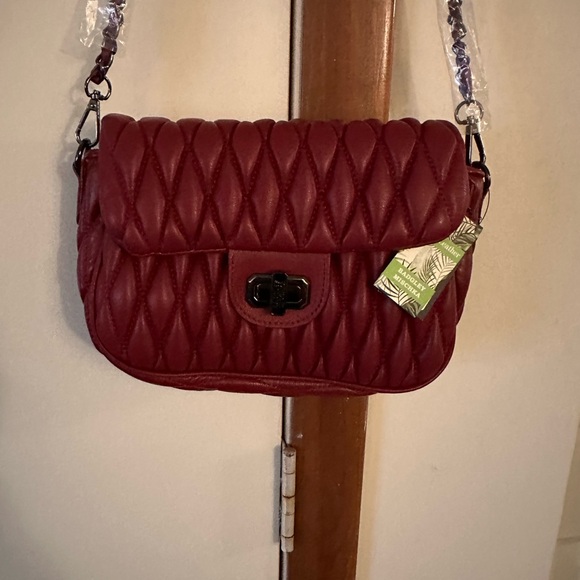 Badgley Mischka Handbags - Badgley Mischka Quilted Burgundy Shoulder Bag